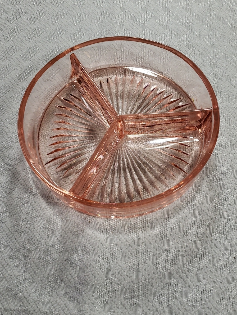 Pink Depression Glass 3 Section Dish
